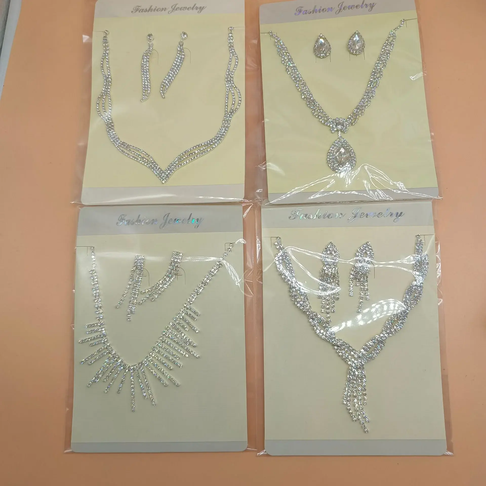 Cross-border Wedding Diamond Necklace Earrings Set Silver 500cm — feature 9