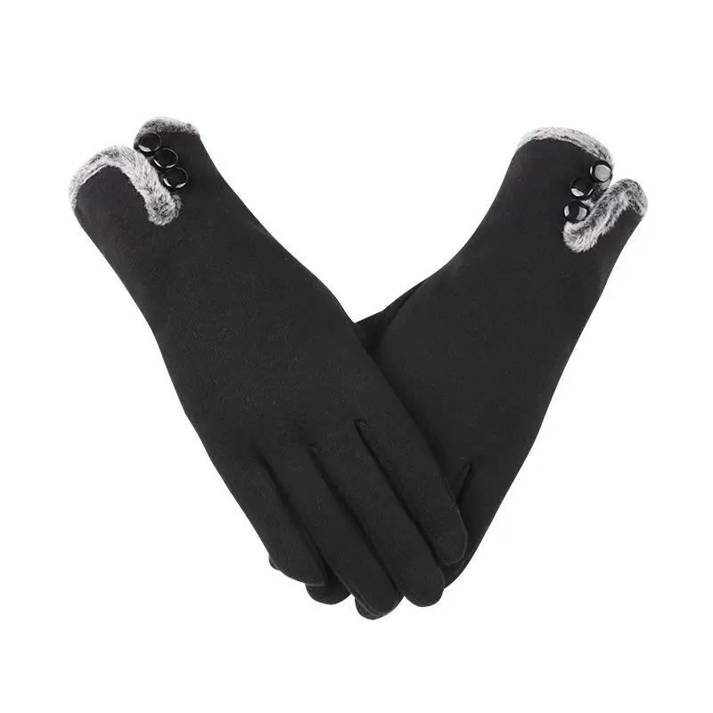 Women's Winter Velvet Touchscreen Gloves Brown - Image 15
