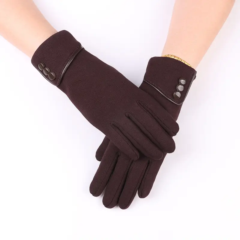 Women's Winter Velvet Touchscreen Gloves Brown - Image 4