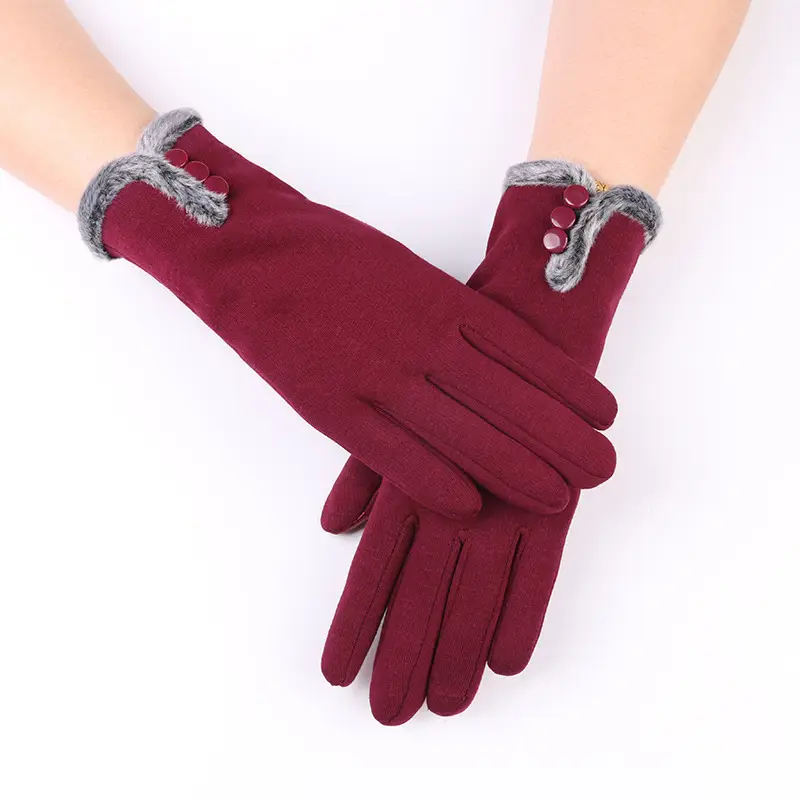 Women's Winter Velvet Touchscreen Gloves Brown - Image 6