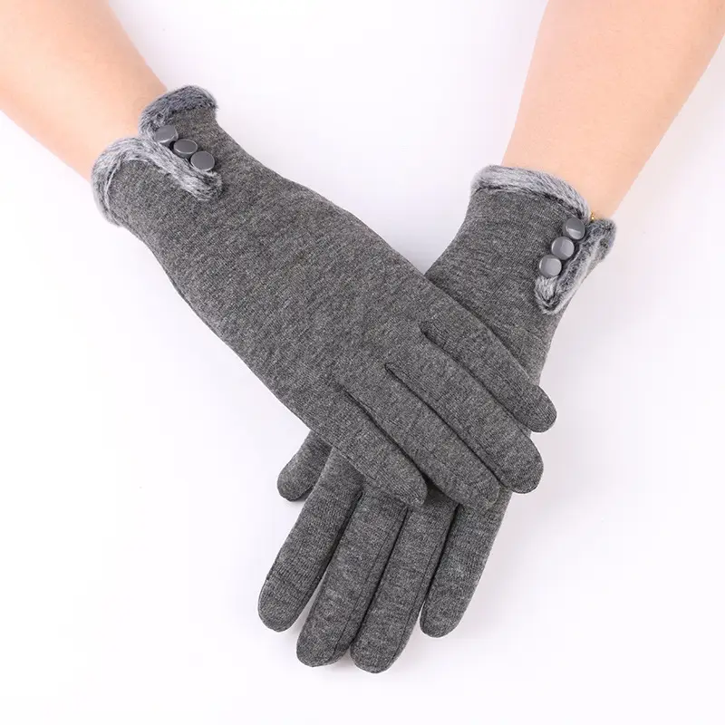 Women's Winter Velvet Touchscreen Gloves Brown - Image 9