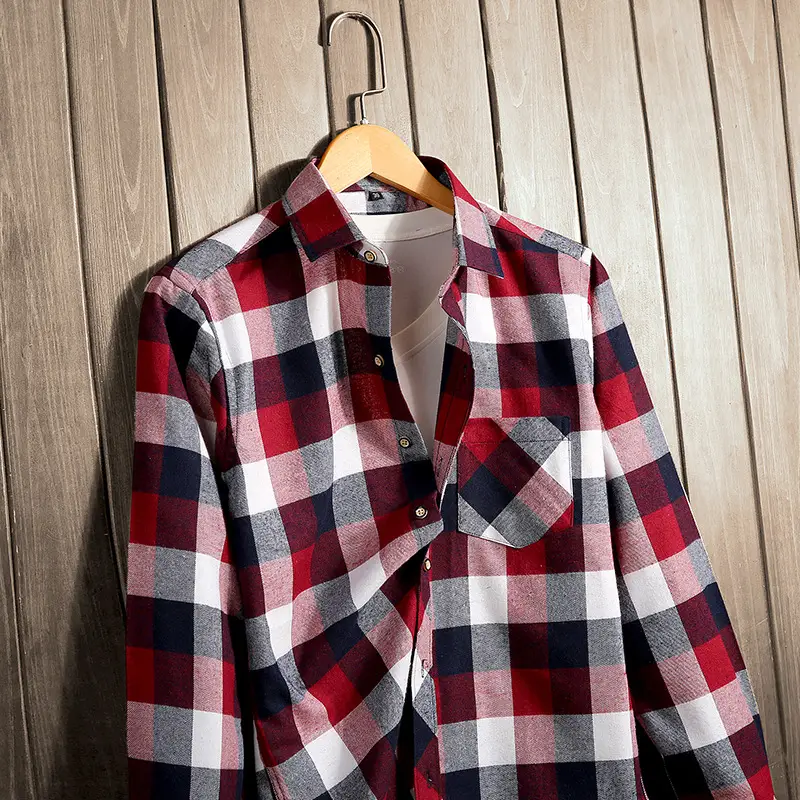 Men's Cross-Brand Plaid Long Sleeve Shirt Large - Image 27