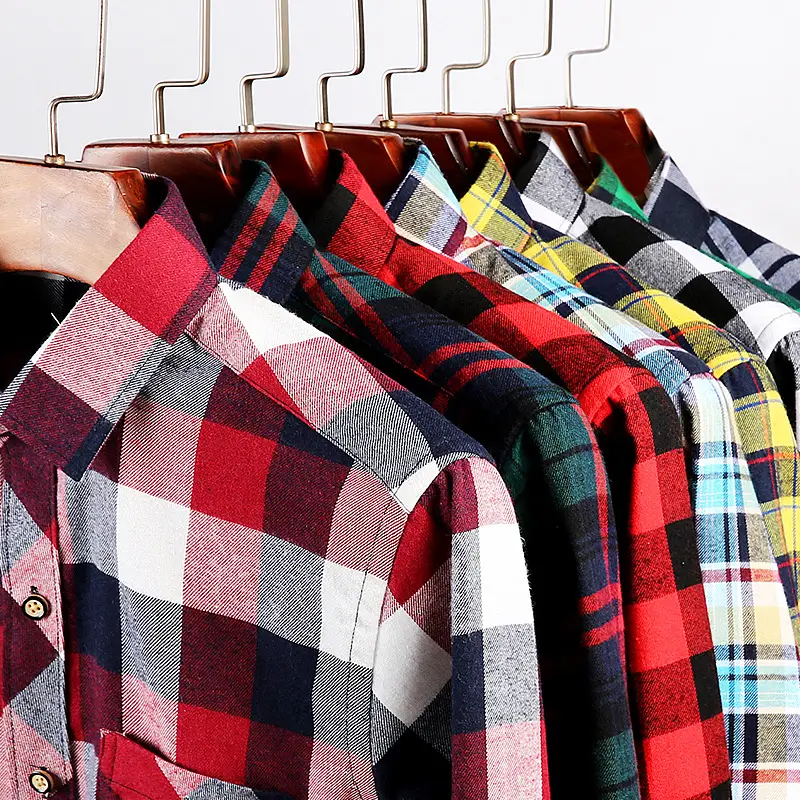 Men's Cross-Brand Plaid Long Sleeve Shirt Large - Image 28