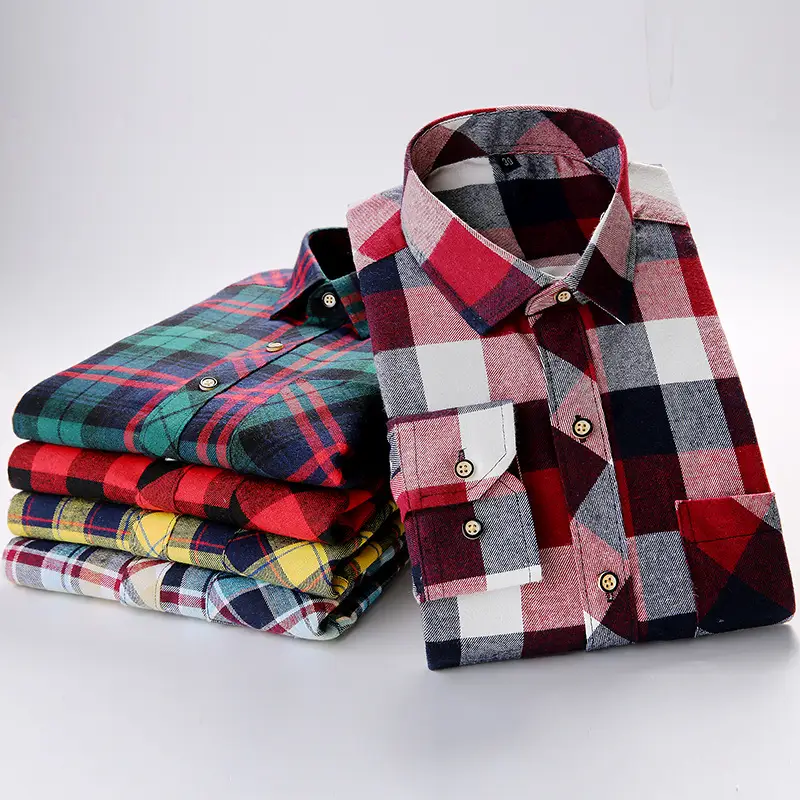 Men's Cross-Brand Plaid Long Sleeve Shirt Large - Image 29