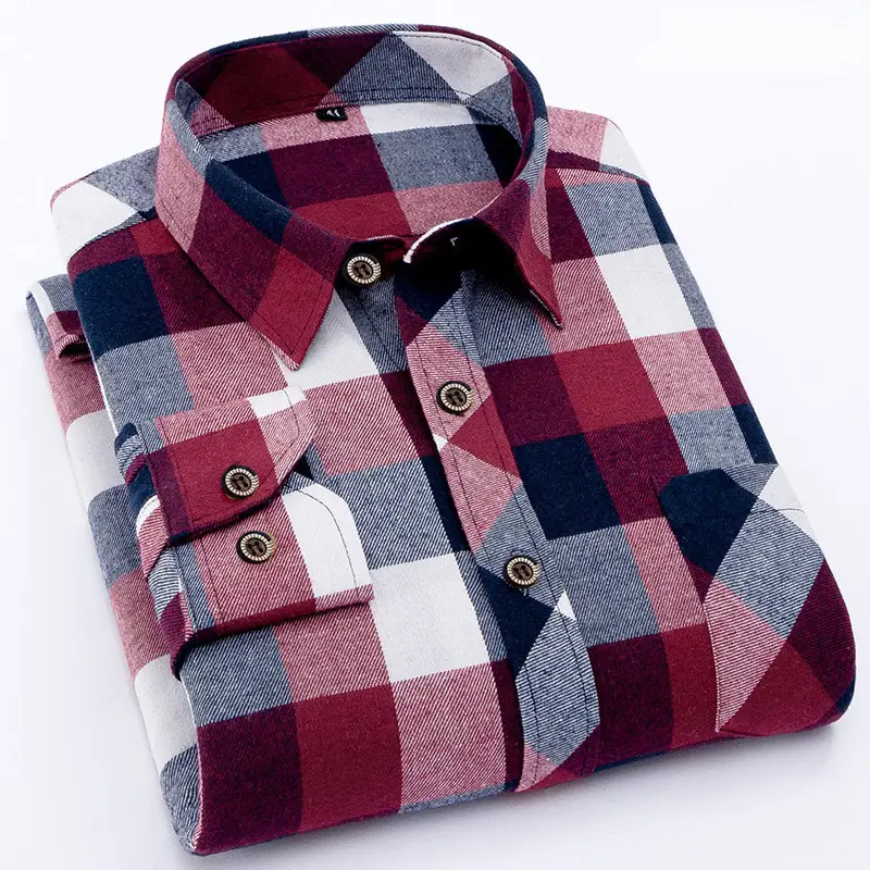 Men's Cross-Brand Plaid Long Sleeve Shirt Large - Image 3