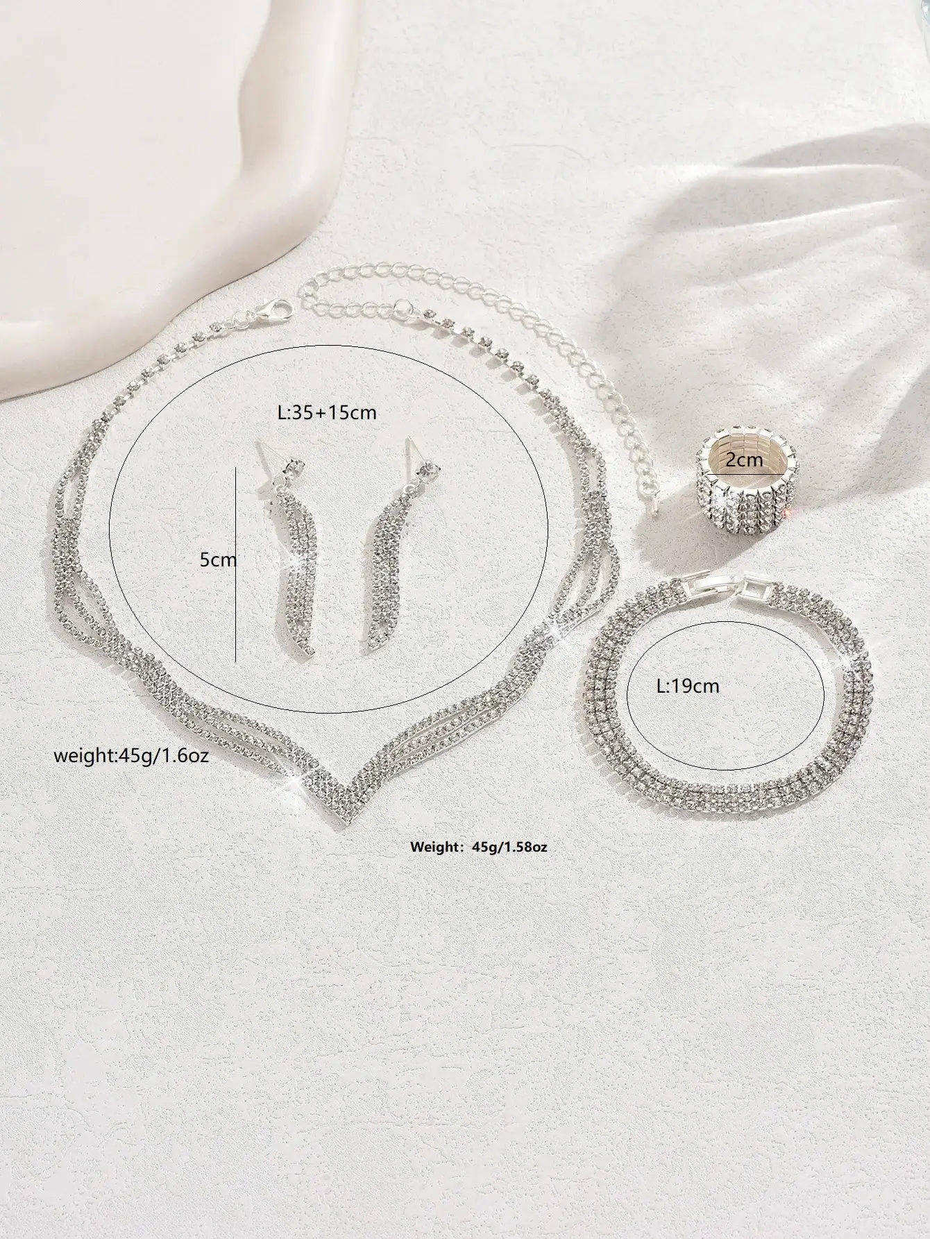 Bridal Jewelry Set with Rhinestone Claws & Necklace — feature 2