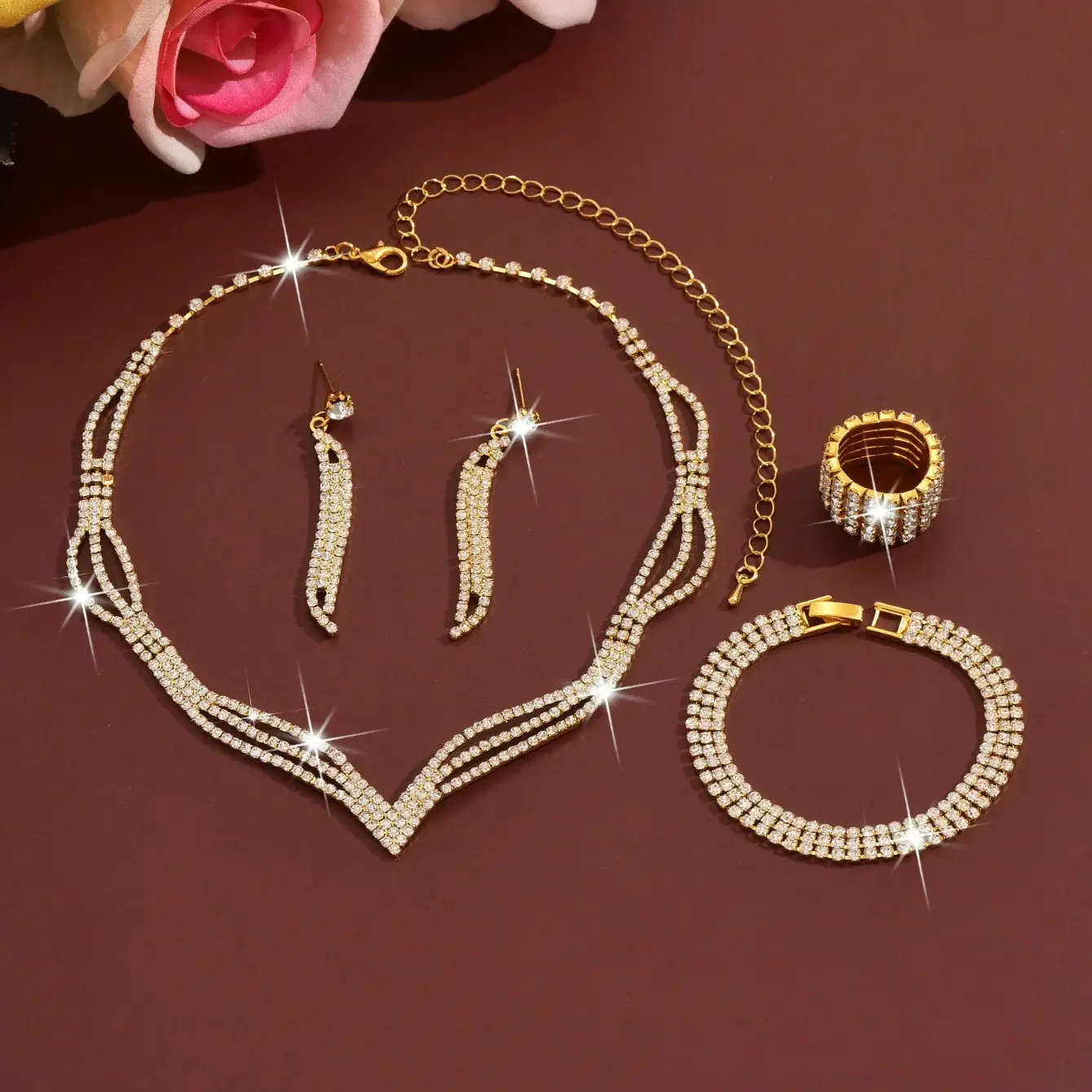 Bridal Jewelry Set with Rhinestone Claws & Necklace — feature 21