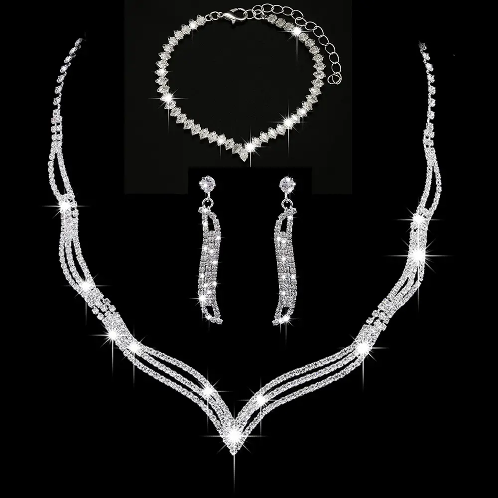 Bridal Jewelry Set with Rhinestone Claws & Necklace - Image 2