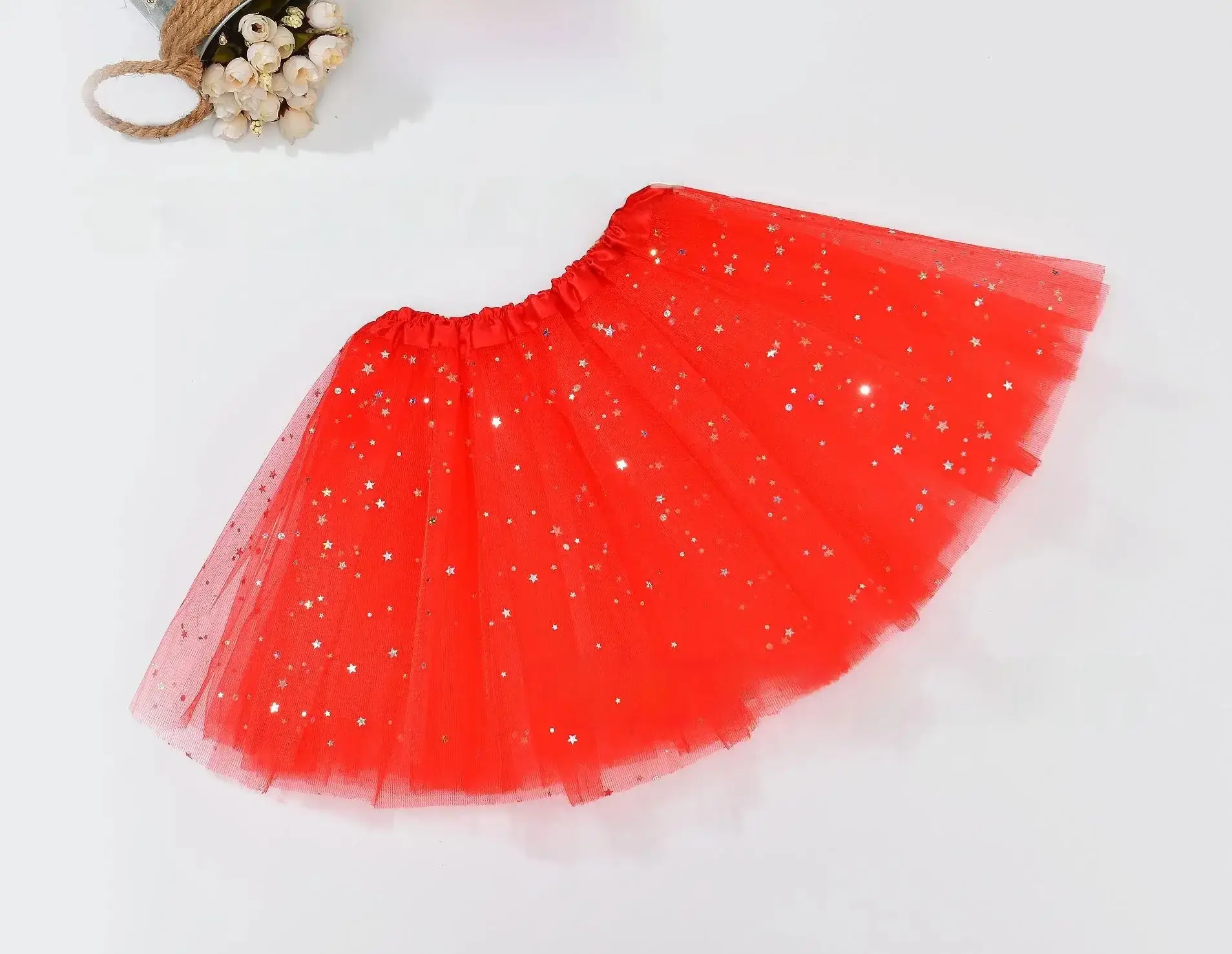 Red Sequin Tulle Skirt for Girls Women