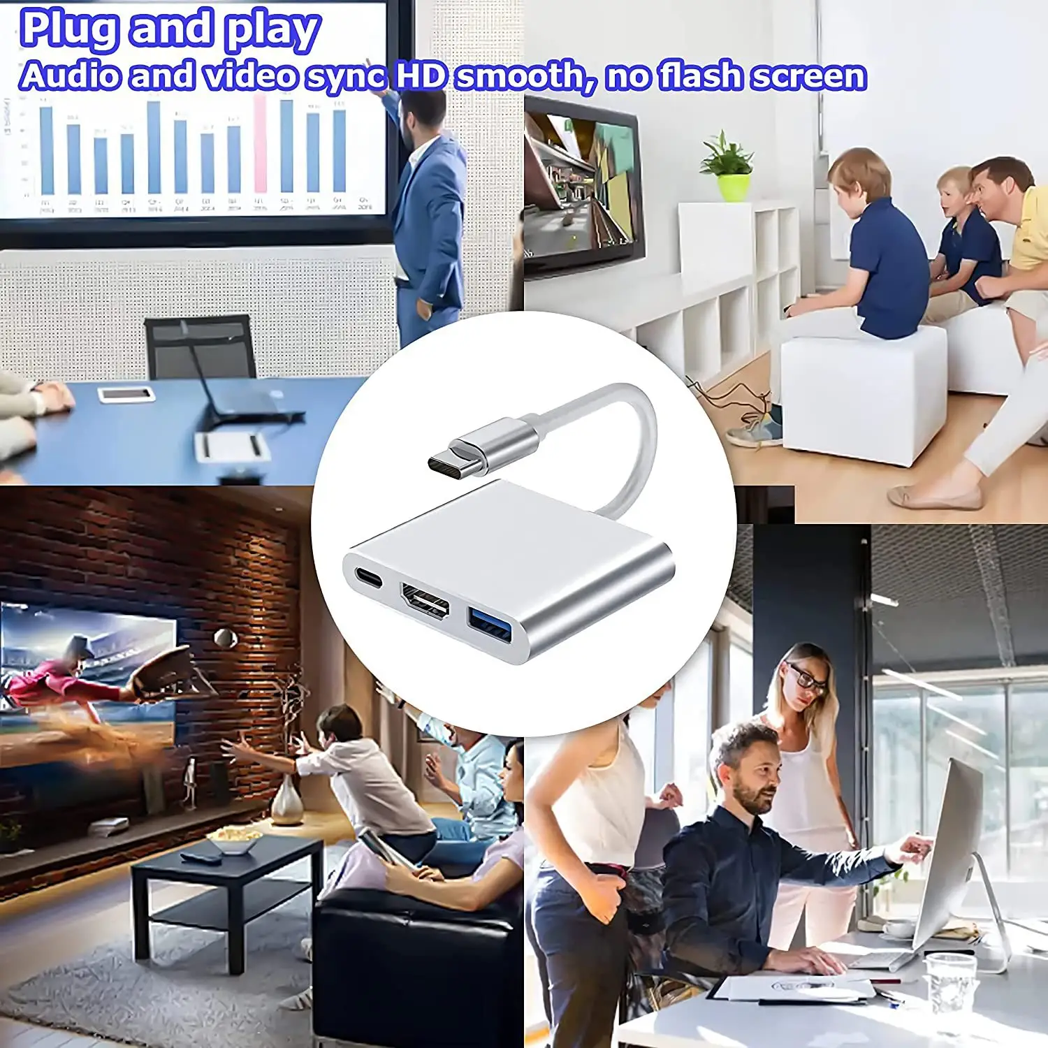 Three-in-One TypeC to HDMI TV Projector Dock Station - Image 12