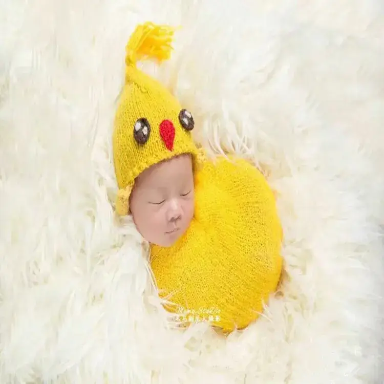 Newborn Baby Hat Yellow Chicken Design 100 Days - Image 3