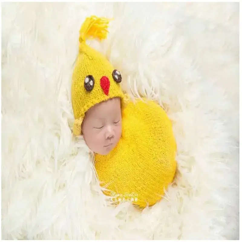 Newborn Baby Hat Yellow Chicken Design 100 Days - Image 6