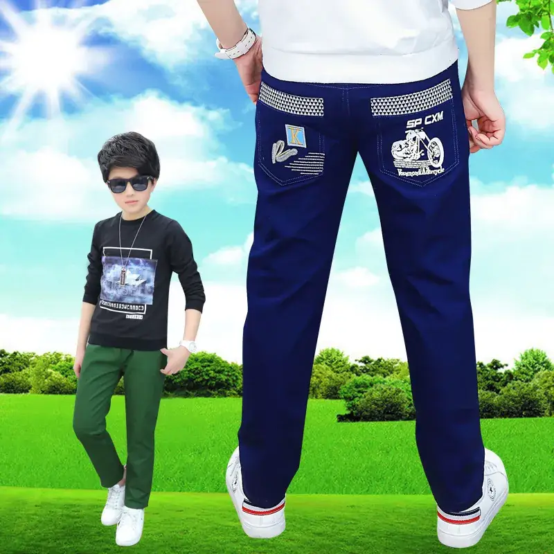 2024 Boys Cotton Red Pants Medium Large