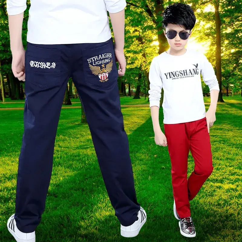 2024 Boys Cotton Red Pants Medium Large