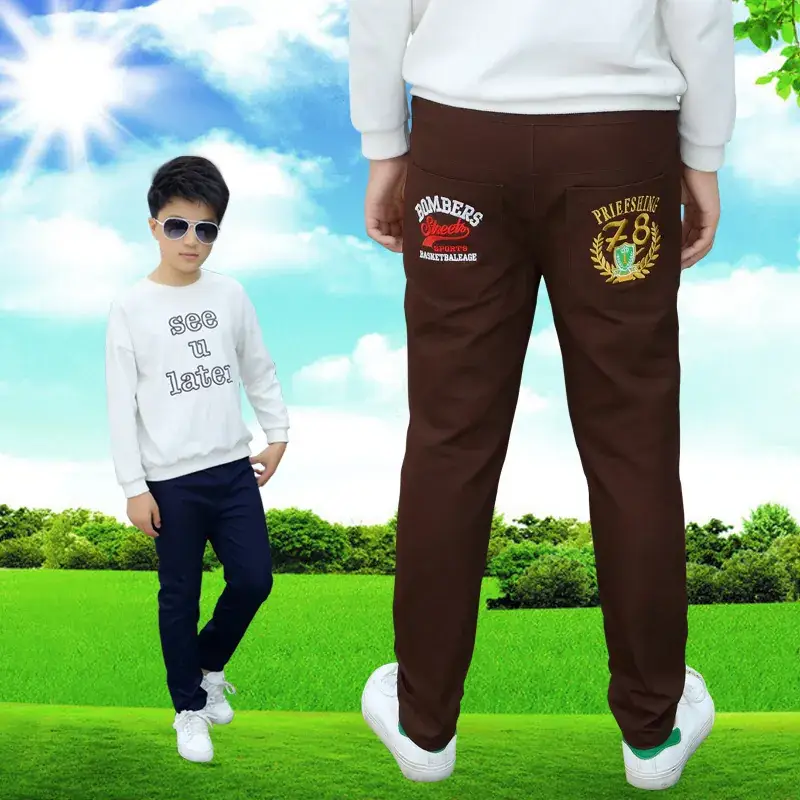 2024 Boys Cotton Red Pants Medium Large