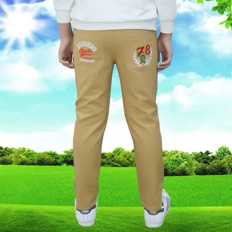 2024 Boys Cotton Red Pants Medium Large
