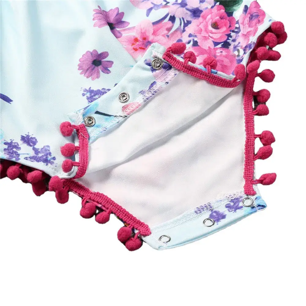 Baby Floral Flying Sleeve Romper Set