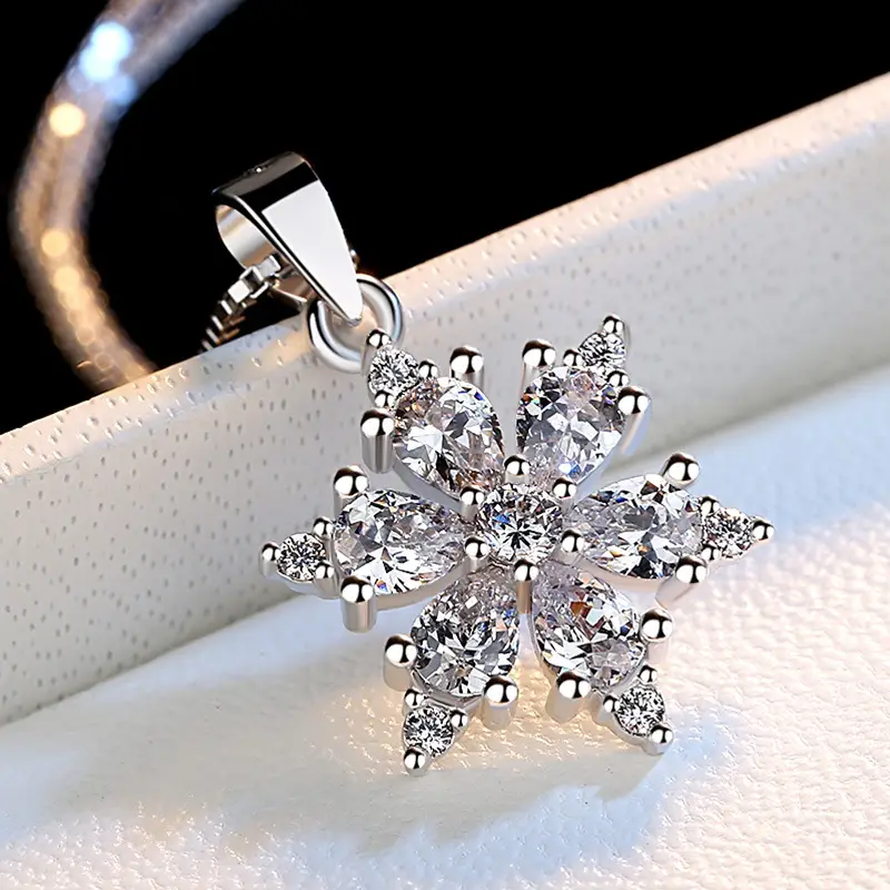 Lucky Snowflake Silver Plated Pendant Necklace - Image 2
