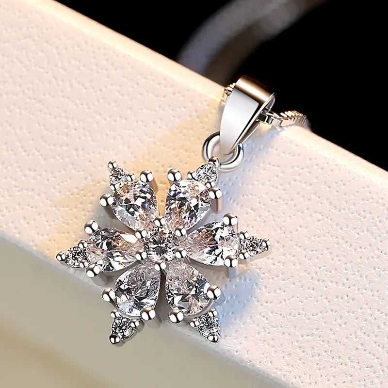 Lucky Snowflake Silver Plated Pendant Necklace - Image 3