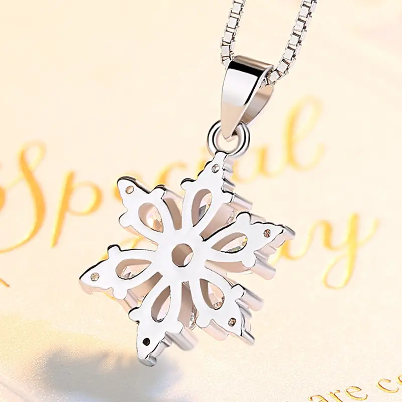 Lucky Snowflake Silver Plated Pendant Necklace - Image 4
