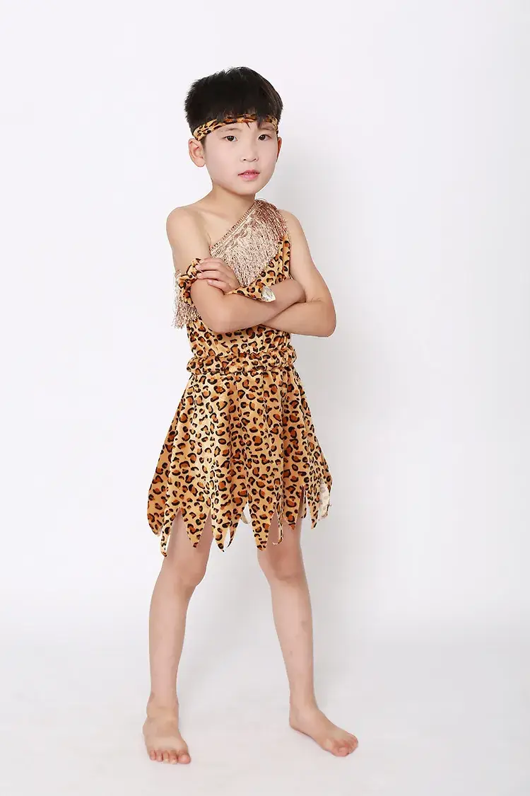Children Leopard Print Dance Costume African Indian King Patrol - Image 4