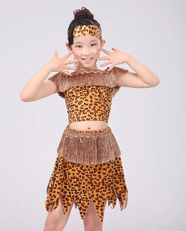 Children Leopard Print Dance Costume African Indian King Patrol - Image 5
