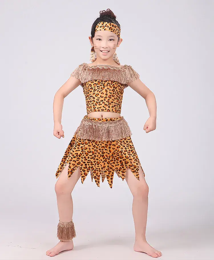 Children Leopard Print Dance Costume African Indian King Patrol - Image 6