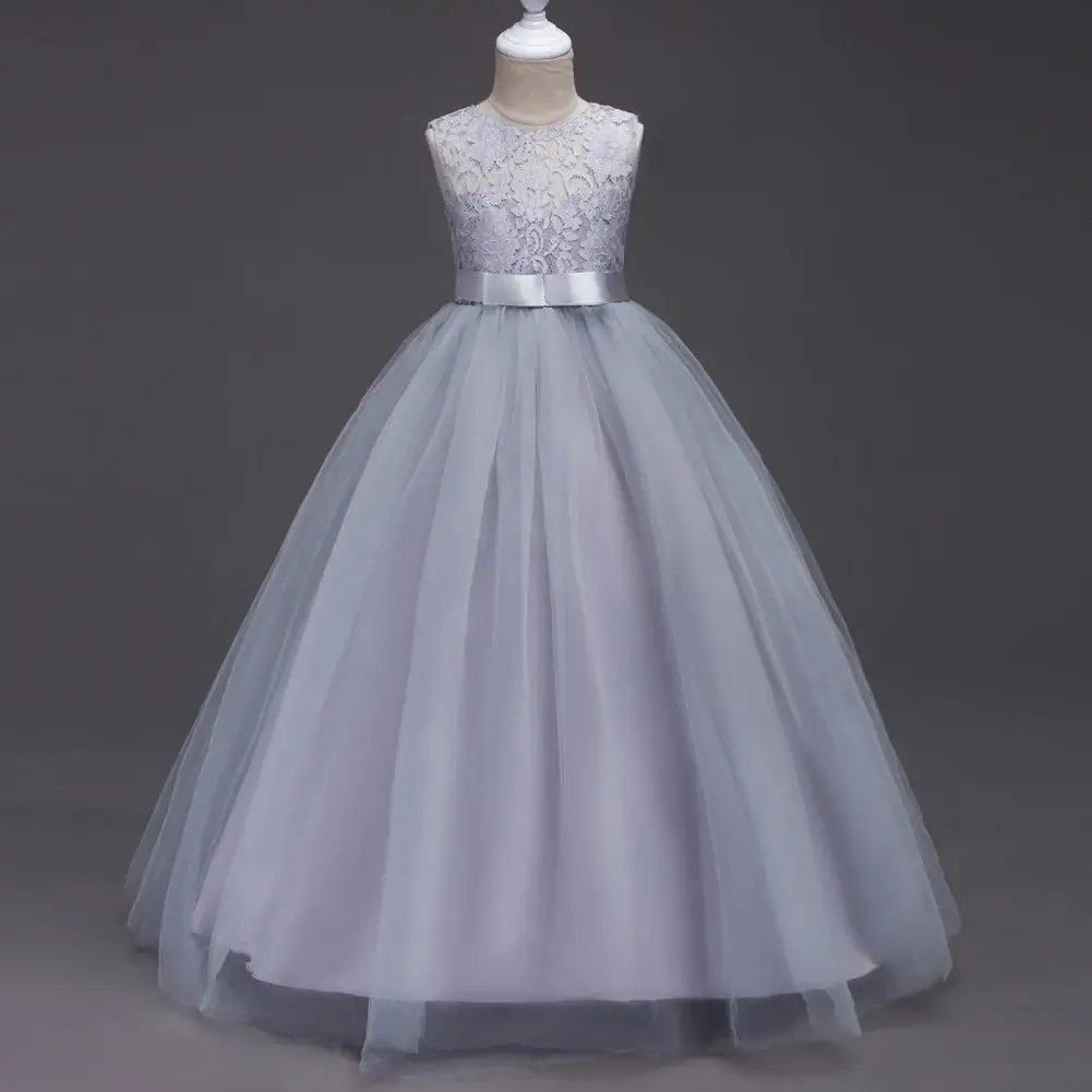 White Lace Tulle Skirted Wedding Dress for Girls Large — feature 11