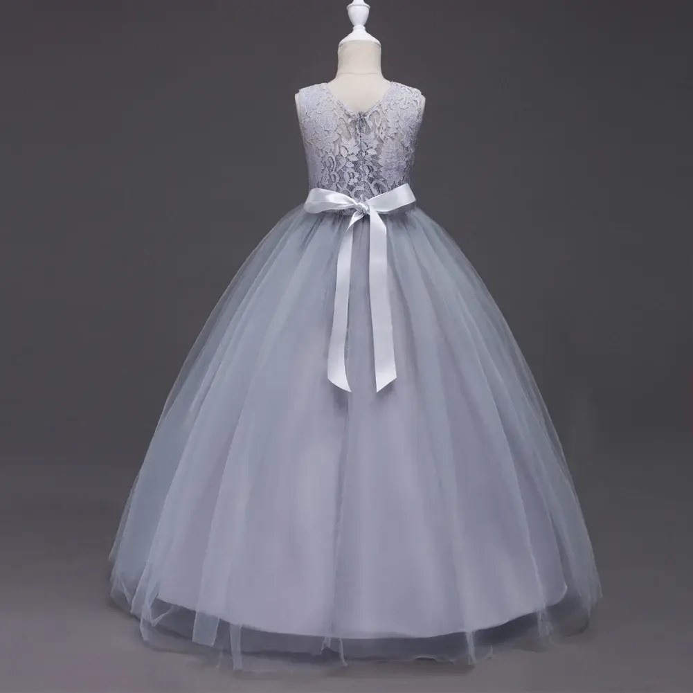White Lace Tulle Skirted Wedding Dress for Girls Large — feature 12