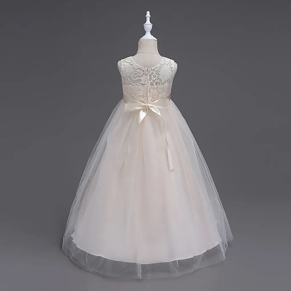 White Lace Tulle Skirted Wedding Dress for Girls Large — feature 14