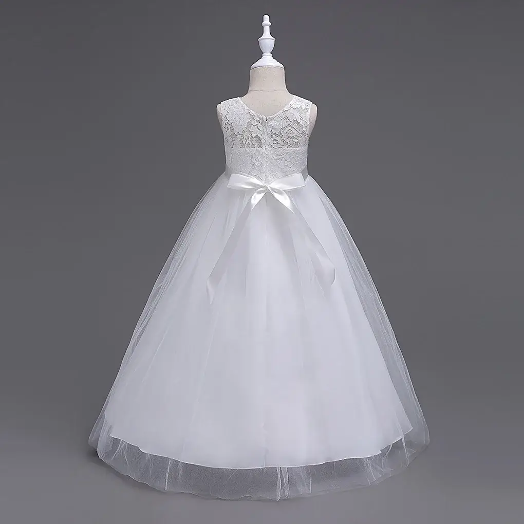White Lace Tulle Skirted Wedding Dress for Girls Large — feature 18