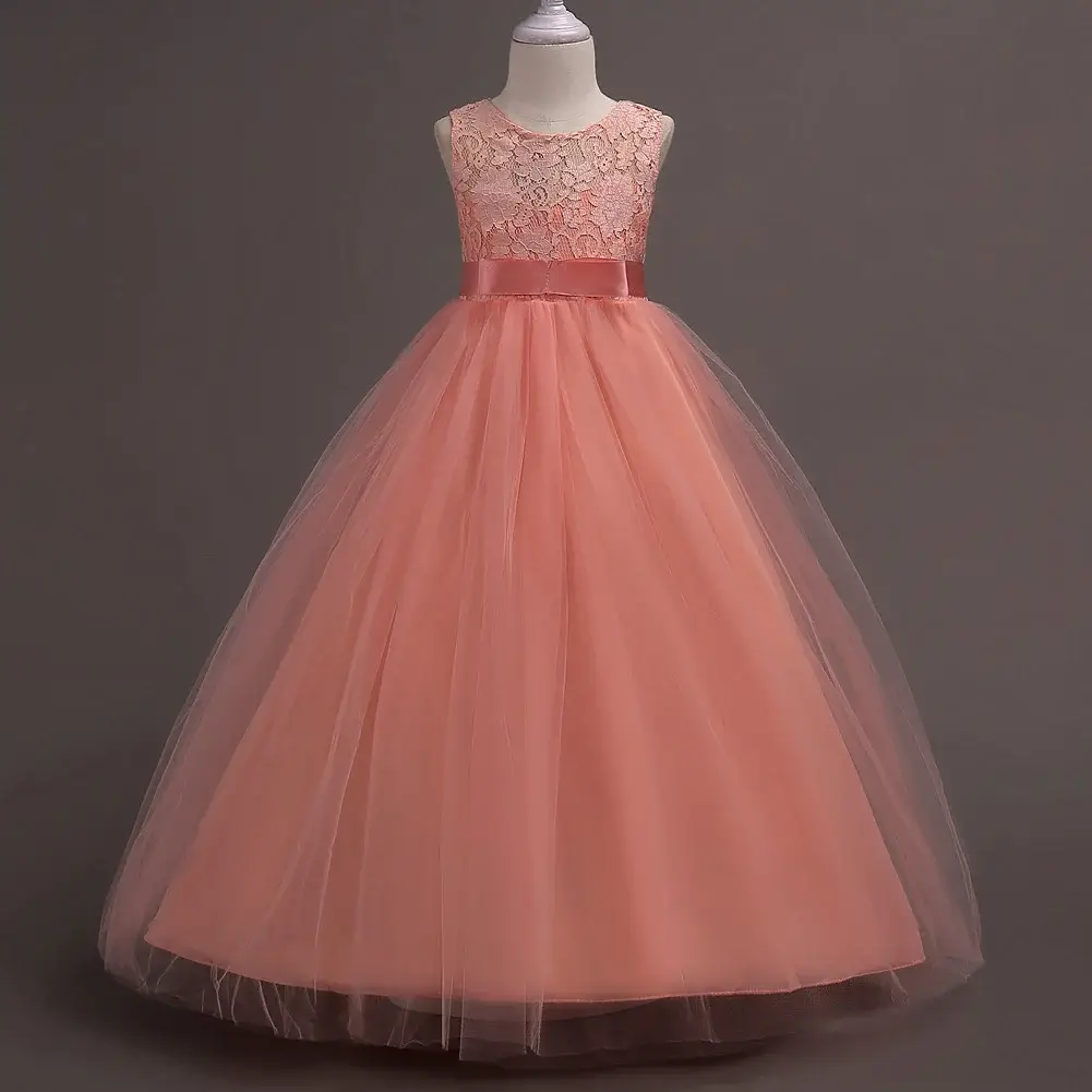 White Lace Tulle Skirted Wedding Dress for Girls Large — feature 7