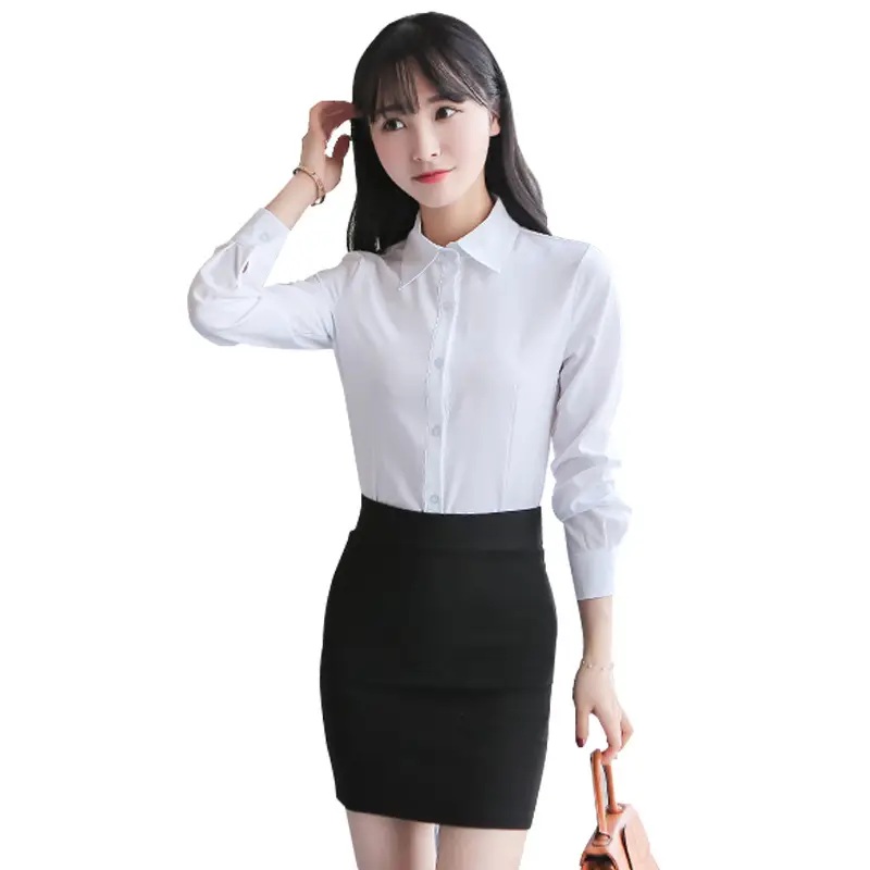 Korean Style White Shirt Short Sleeve Slim Fit Summer Dress Large Size - Image 11