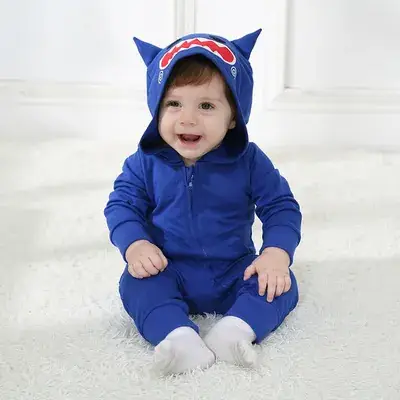 Baby's Gray Cat Hooded Jumpsuit 0-12Yr Cotton - Image 10
