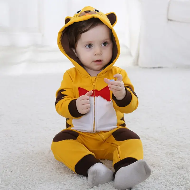 Baby's Gray Cat Hooded Jumpsuit 0-12Yr Cotton - Image 3
