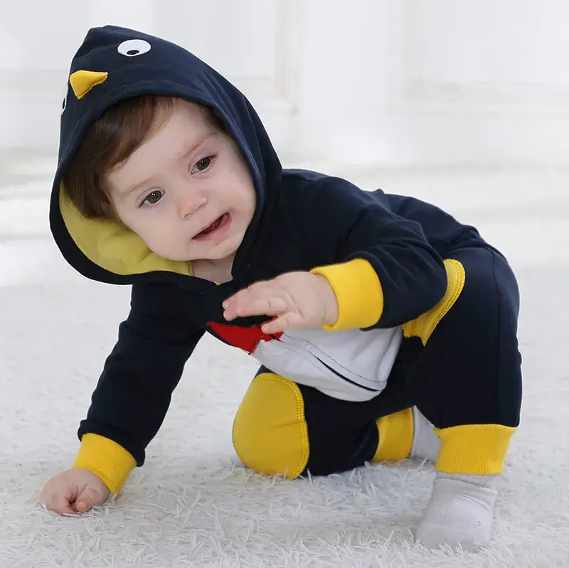 Baby's Gray Cat Hooded Jumpsuit 0-12Yr Cotton - Image 9