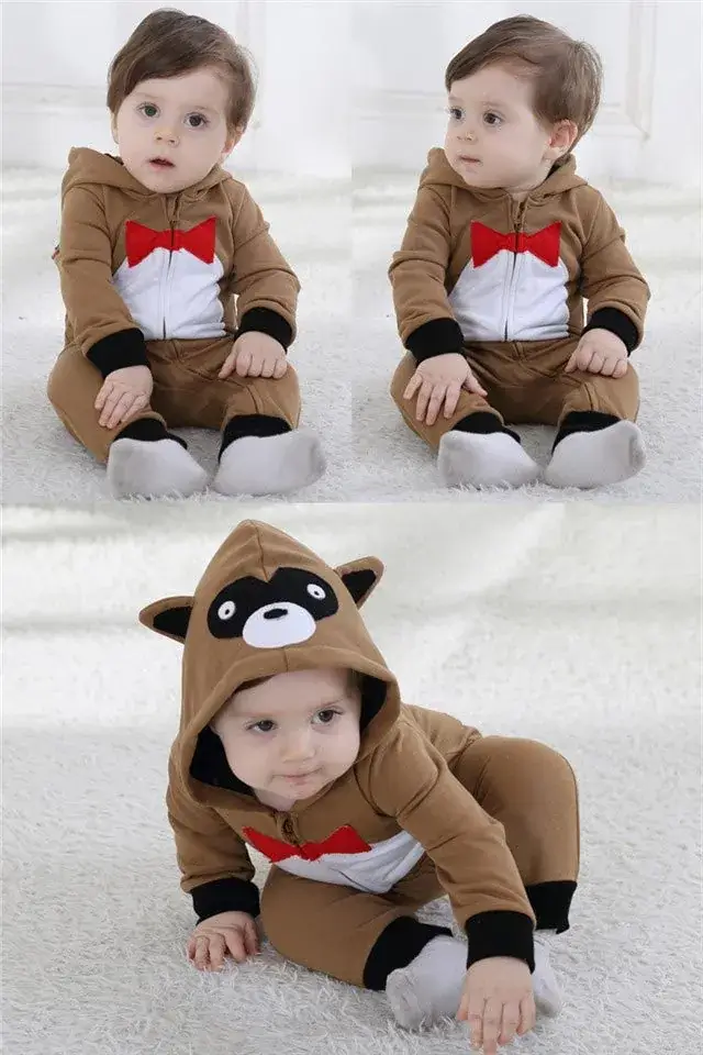 Baby's Gray Cat Hooded Jumpsuit 0-12Yr Cotton - Image 8