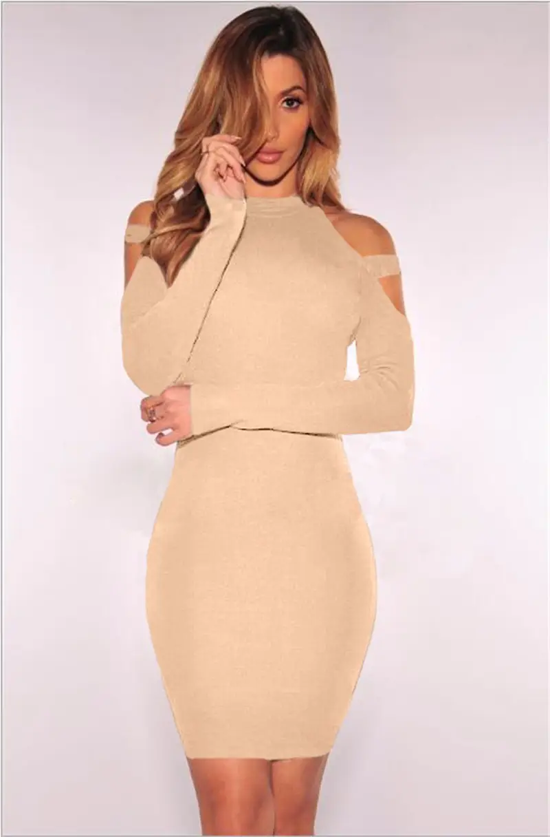Blue Long Sleeve Tight Fit Hip Dress for Women - Image 3