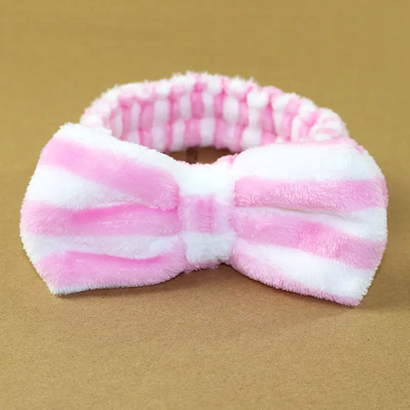 Flannel Bow Hair Band Mint Green Wholesale - Image 2