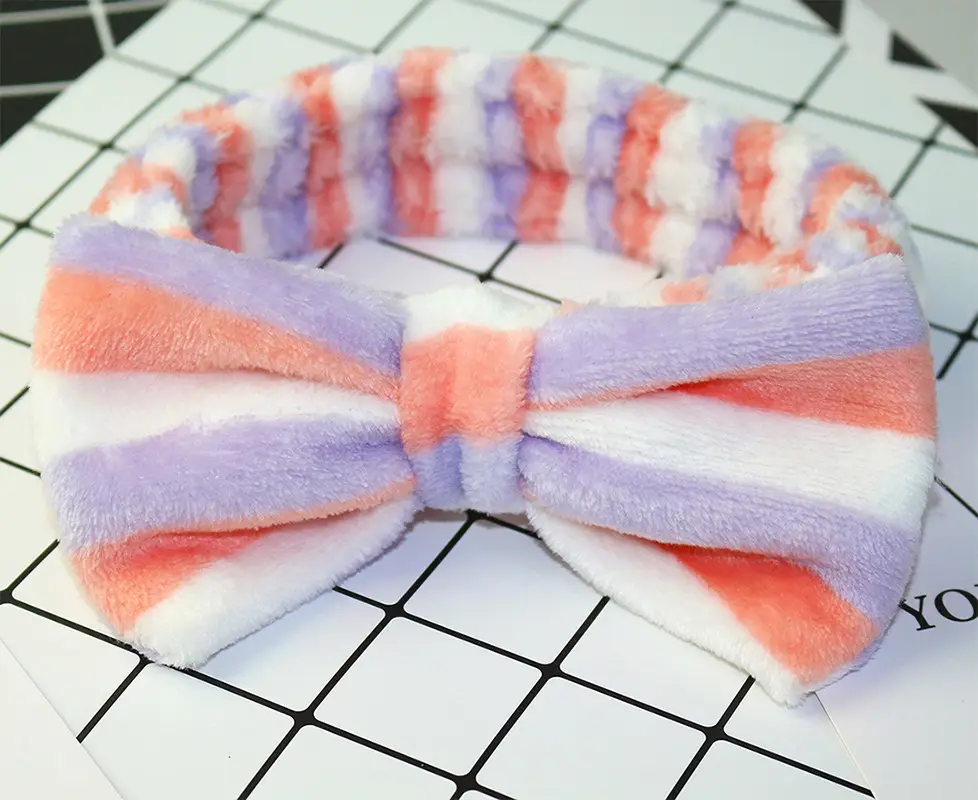 Flannel Bow Hair Band Mint Green Wholesale - Image 3