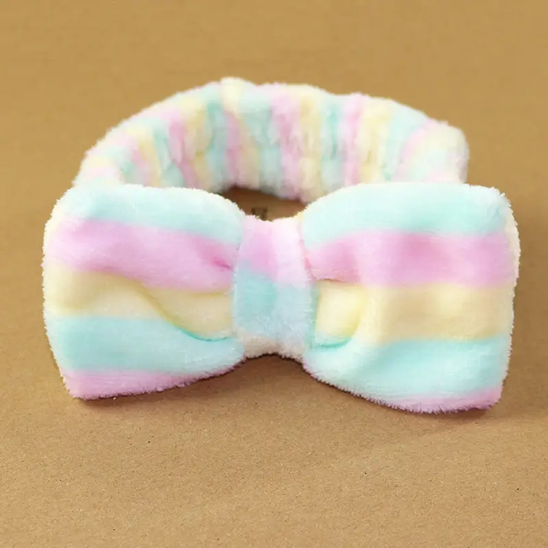 Flannel Bow Hair Band Mint Green Wholesale - Image 8