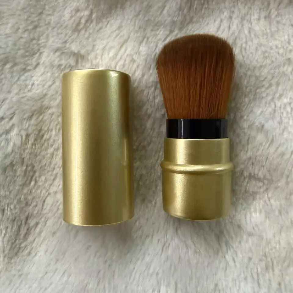 Gold Retractable Makeup Brush with Nylon Bristles - Image 10