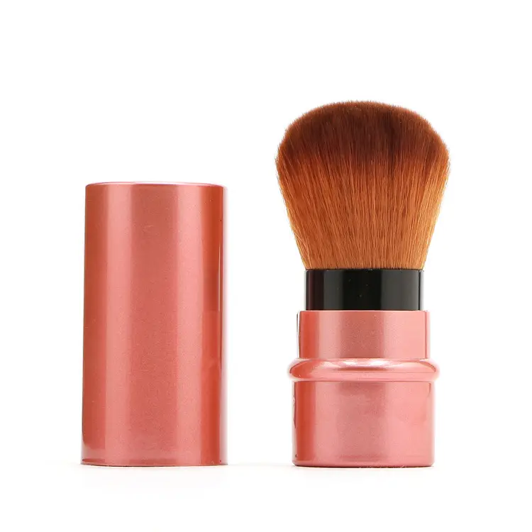 Gold Retractable Makeup Brush with Nylon Bristles - Image 2