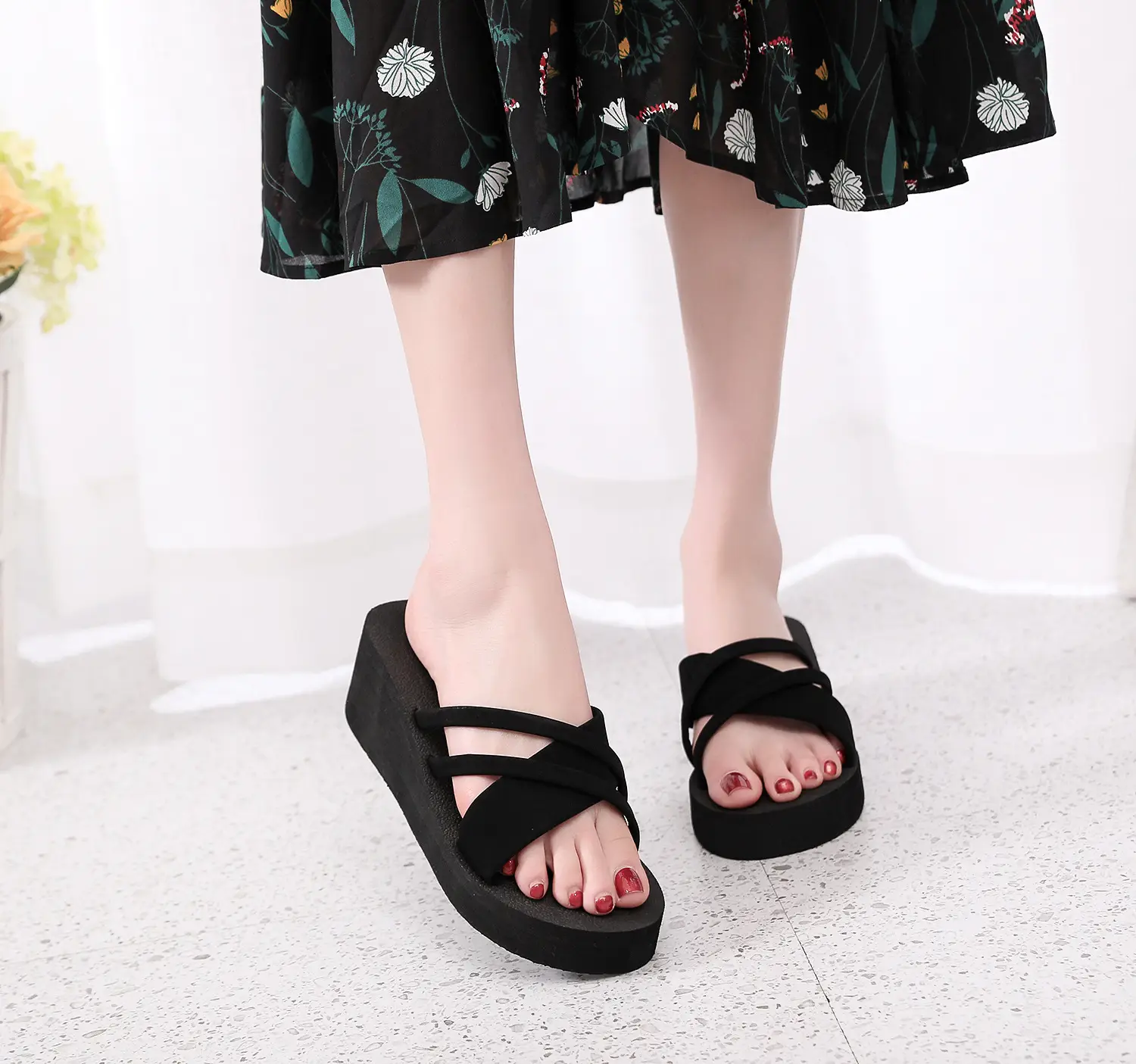 Women Sweet Floral Wedge Sandals 2021