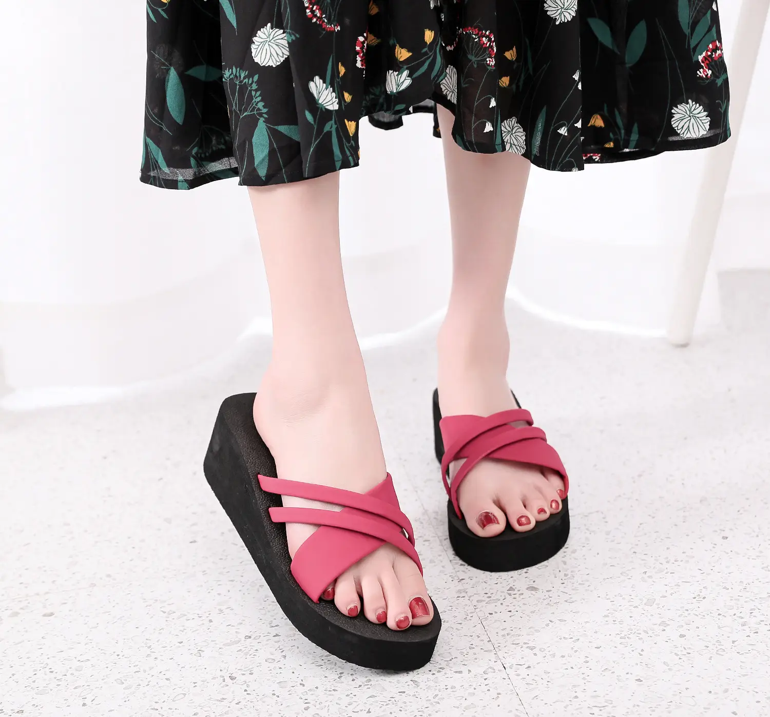 Women Sweet Floral Wedge Sandals 2021