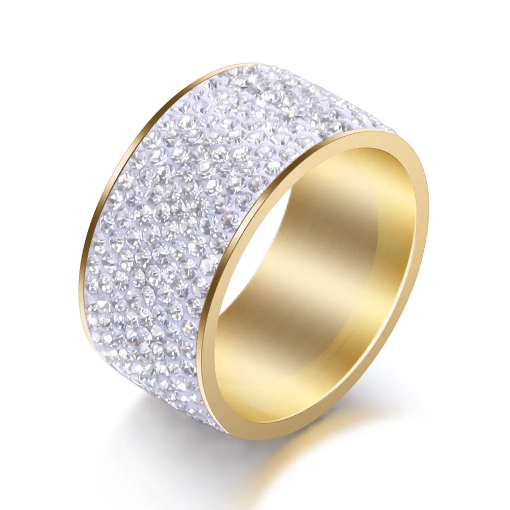 12mm Titanium Steel Diamond Ring for Men
