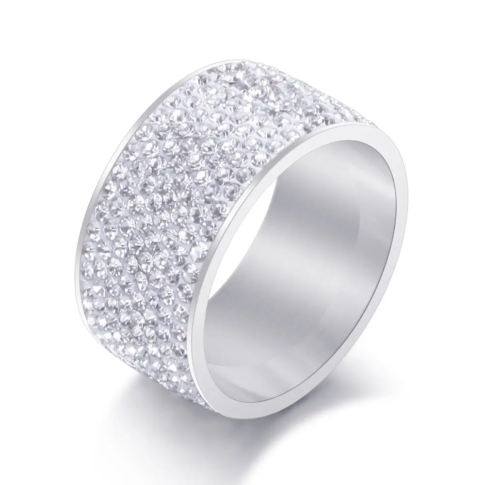 12mm Titanium Steel Diamond Ring for Men