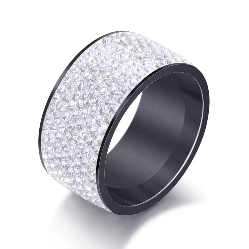12mm Titanium Steel Diamond Ring for Men