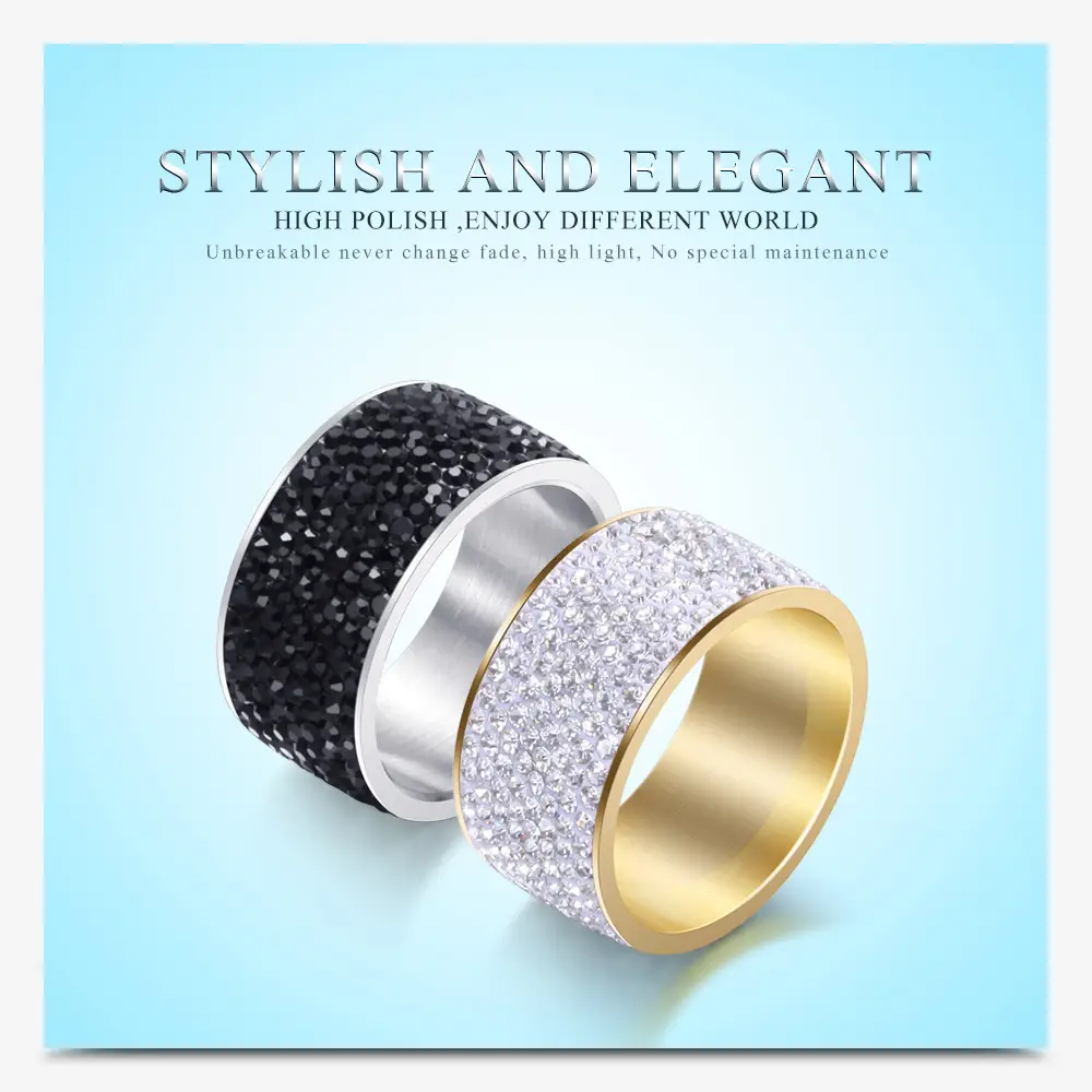 12mm Titanium Steel Diamond Ring for Men — feature 1