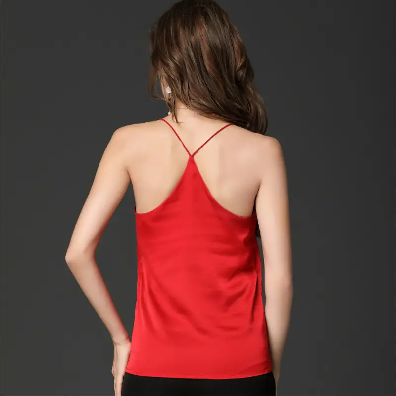 Women's Green Silk Camisole Base Shirt - Image 11